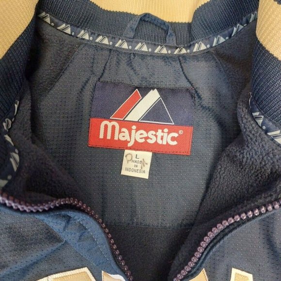 Majestic NCAA Notre Dame Fighting Irish Full Zip Jacket Mens L Coat Blue Gold - Picture 3 of 7